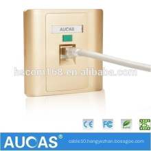 Aucas Wall Mount Plate RJ45 Data Cabling Keystone Jack Faceplates Cat5e Cat6 Face Plate Golden Color